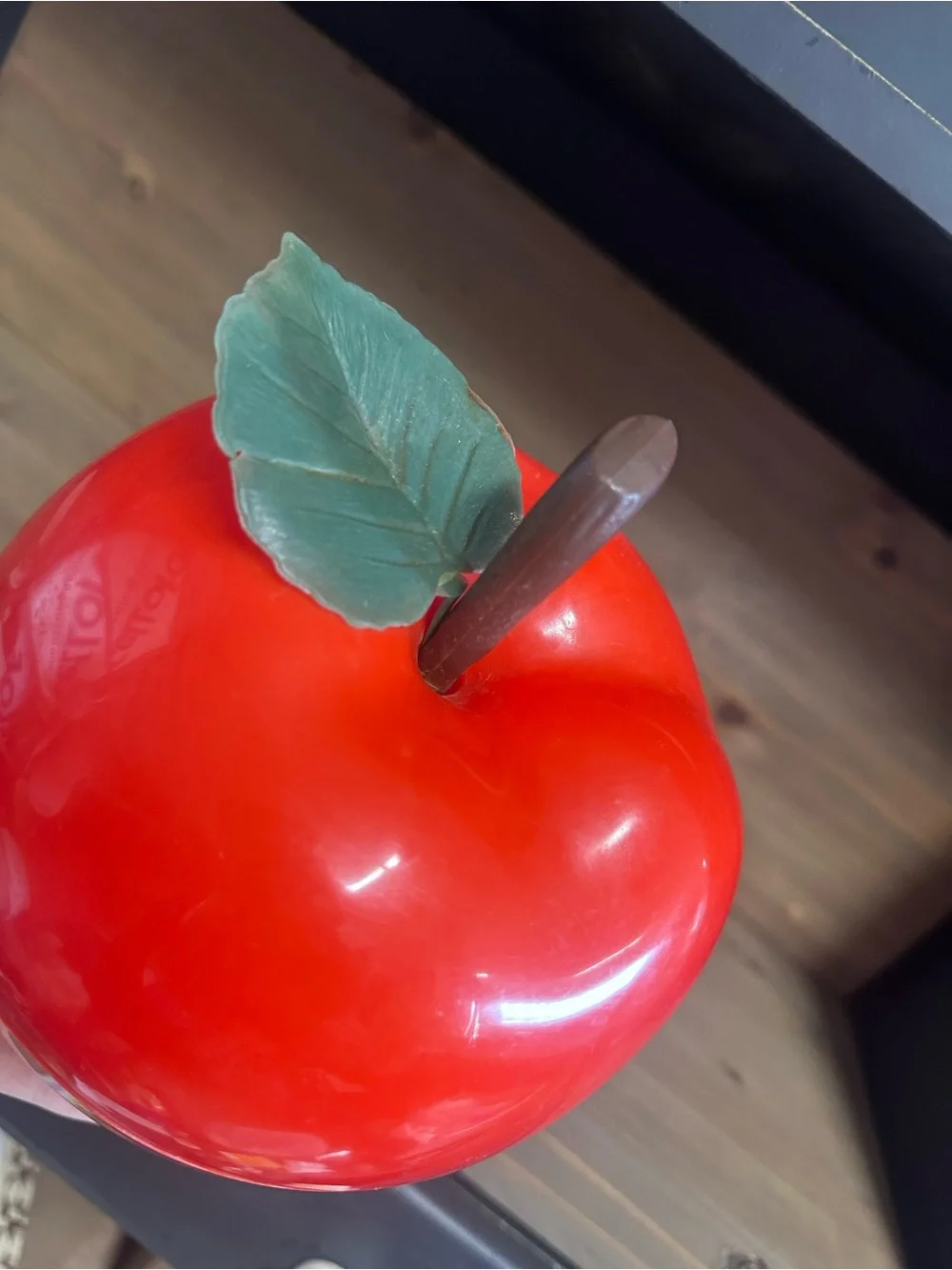 Vintage Red Apple Ice Bucket Shape Fun Plastic MCM Kitsch Barware Retro Bar Cart